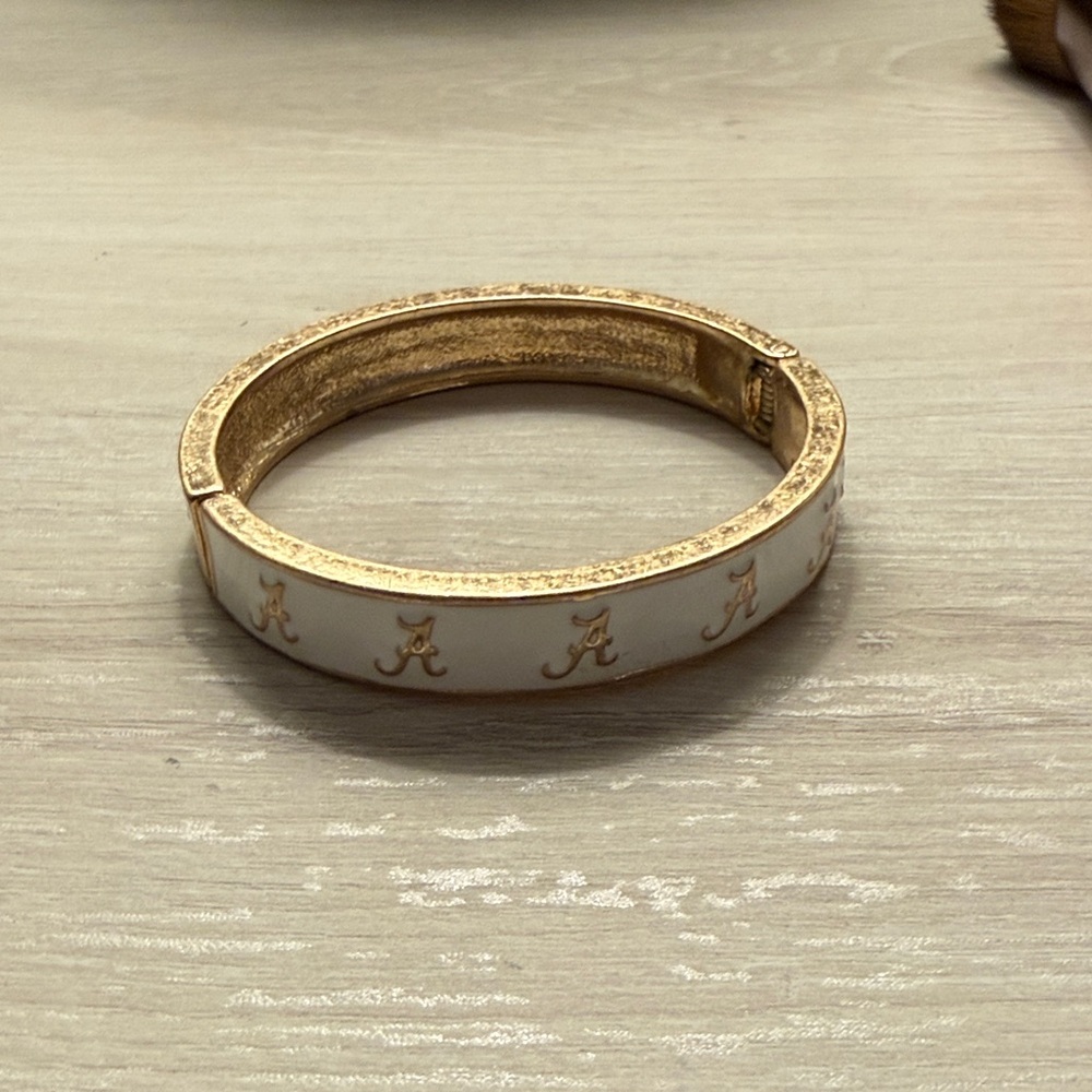 Alabama Gold and White Bangle Bracelet